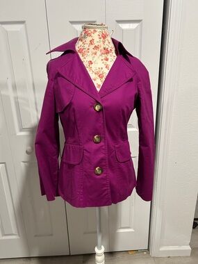 Rafaella Fuchsia Button-Front Trench Coat